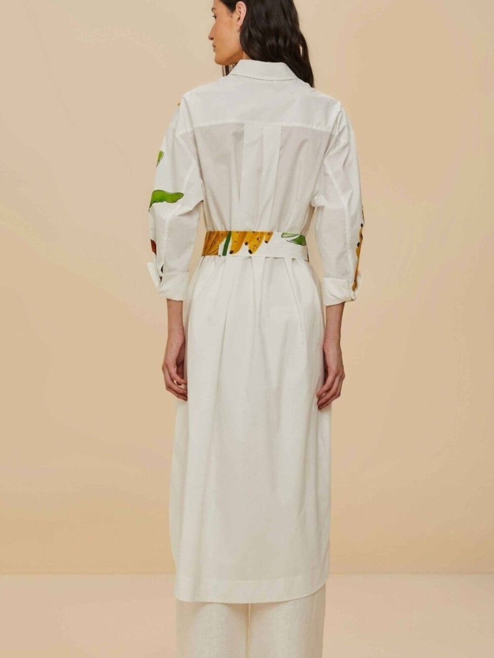 FARM RIO Off-White Tropical Parrot &Banana Organic Cotton Chemise Midi Dress NWT - Picture 4 of 7
